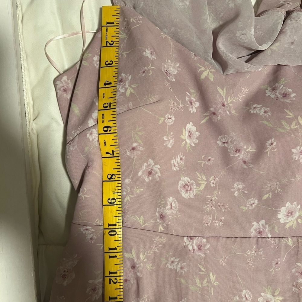 Birdy Grey Size Small Formal Floral Maxi Dress Chiffon Side Slit Spaghetti Strap - Picture 10 of 11